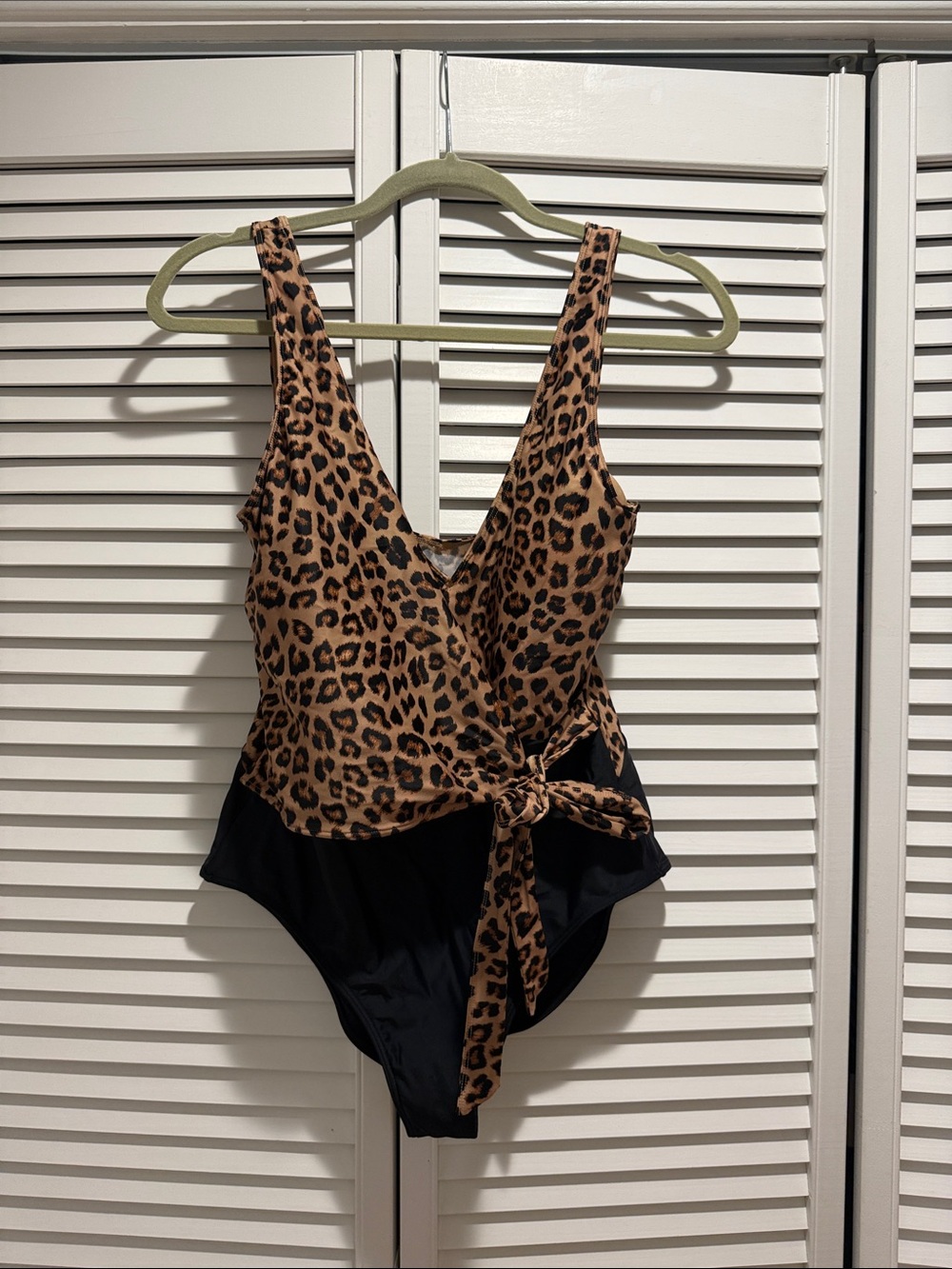 summersalt Leopard Print Tie-Front One-Piece Swimsuit - Brown/Black